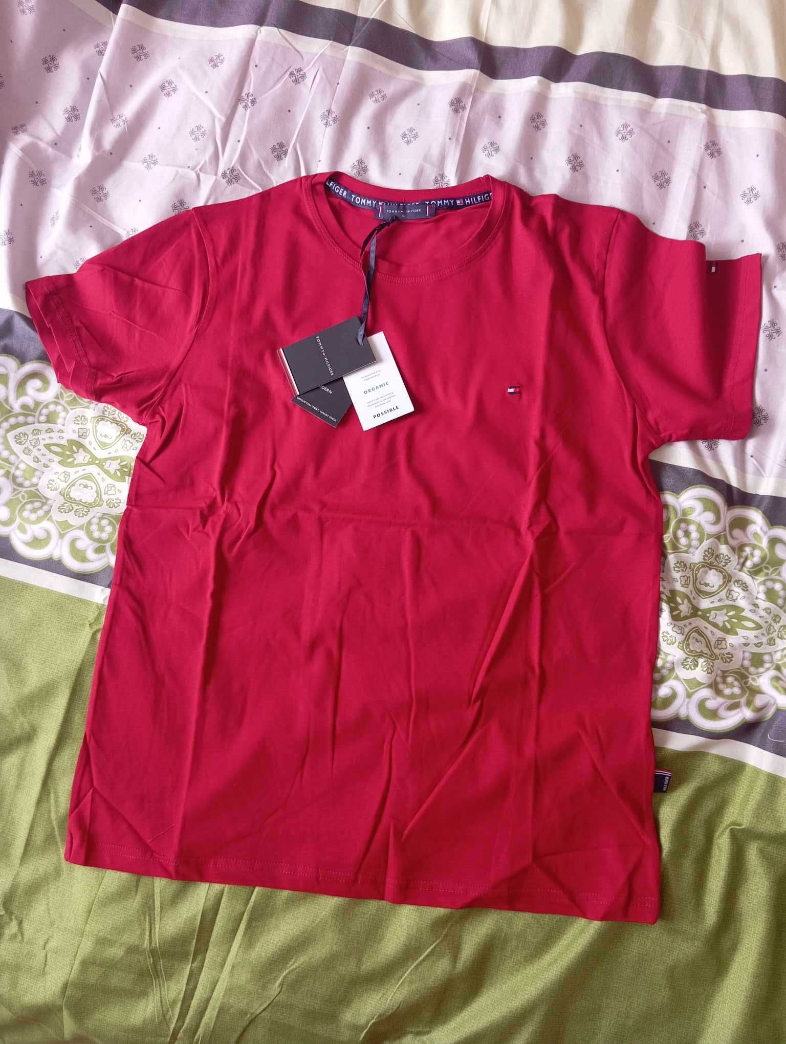 Koszulka Tommy Hilfiger t-shirt classic, super kolorek wiśniowy L