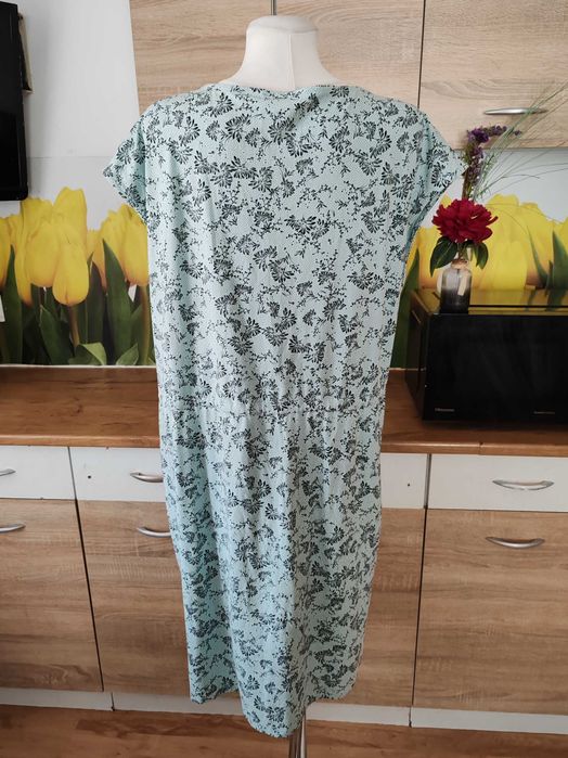 Wygodna miętowa sukienka midi Yessica rozmiar ok 46/48 bawełna/elastan