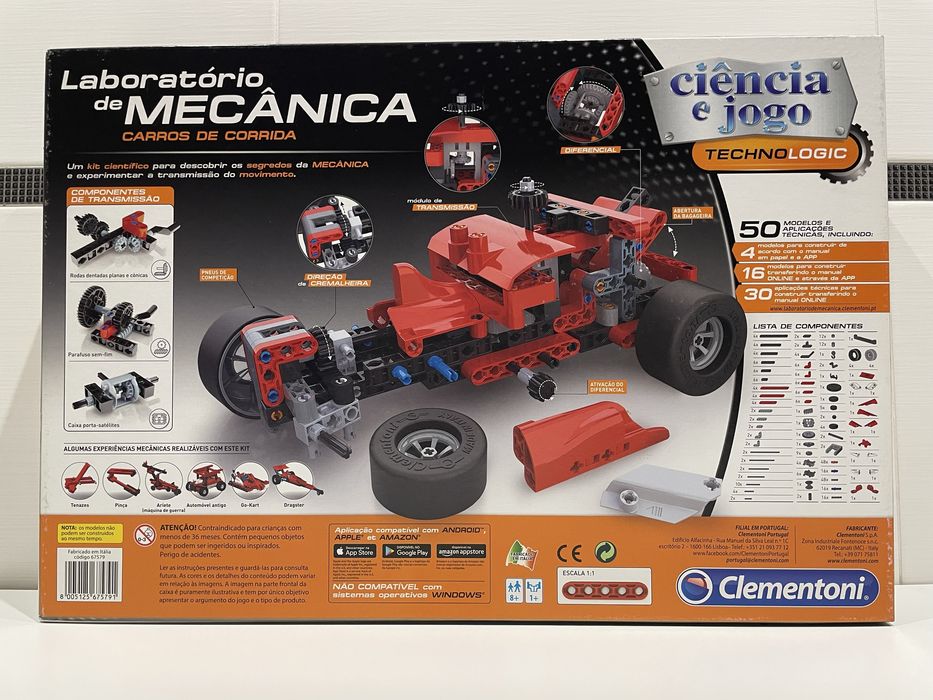Jogo tipo LEGO Laboratório de Mecânica - Carros de Corrida Clementoni