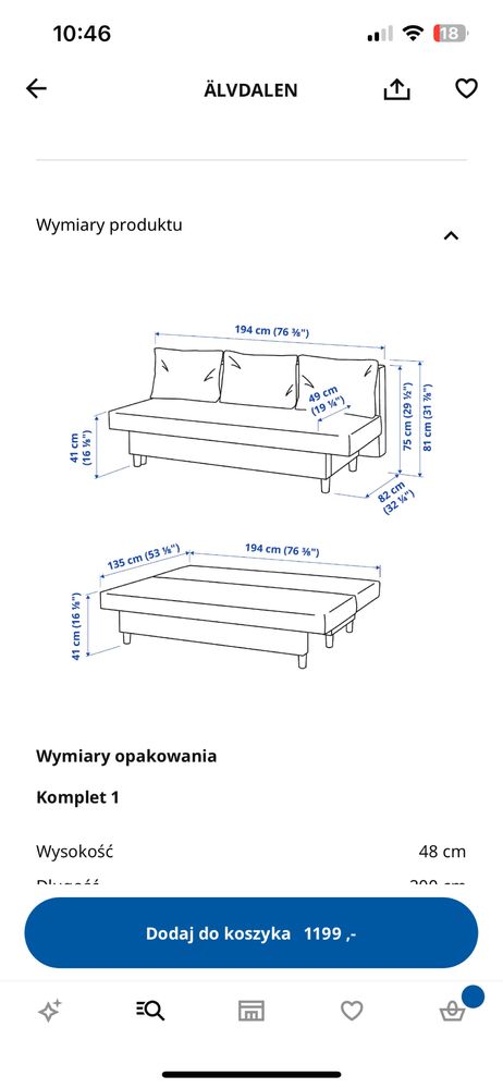 Sofa trzyosobowa Ikea  bdb