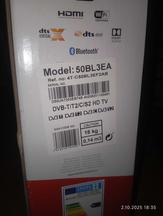 Telewizor SHARP 50 cali 50BL3EA uszkodzony