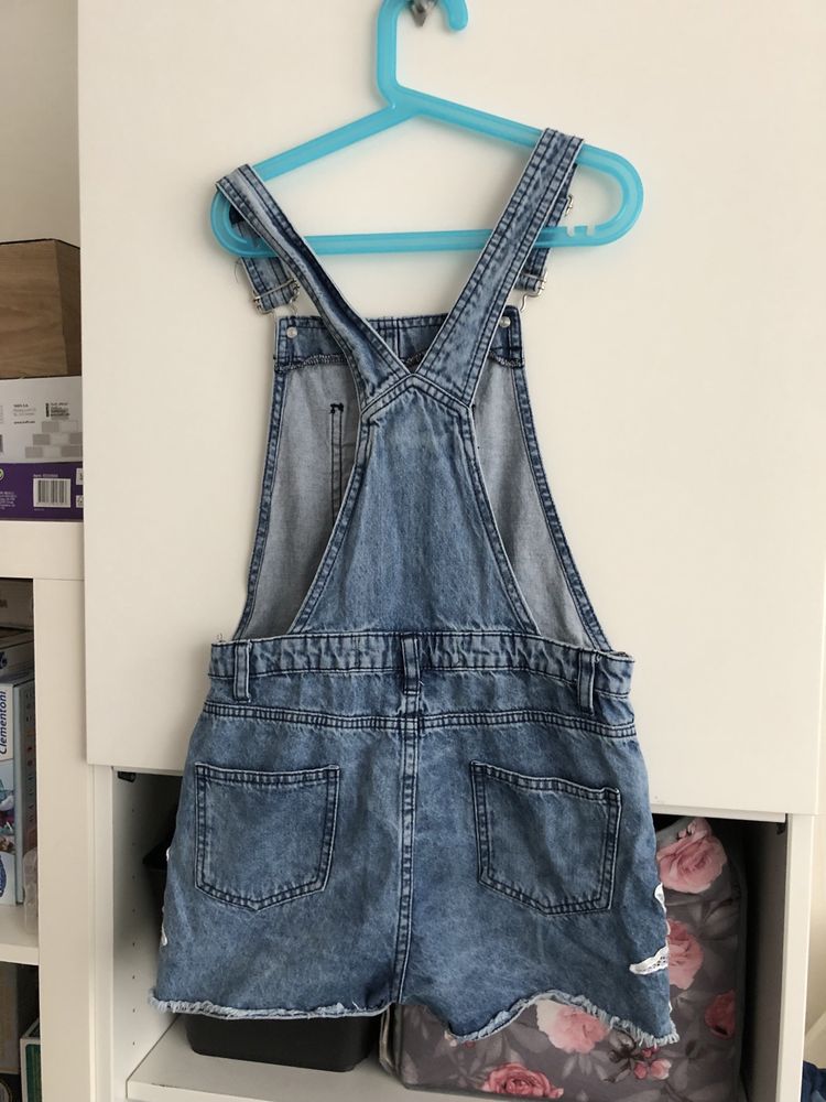 Ogrodniczki koronka szorty 158 spodenki 12-13 denim Primark