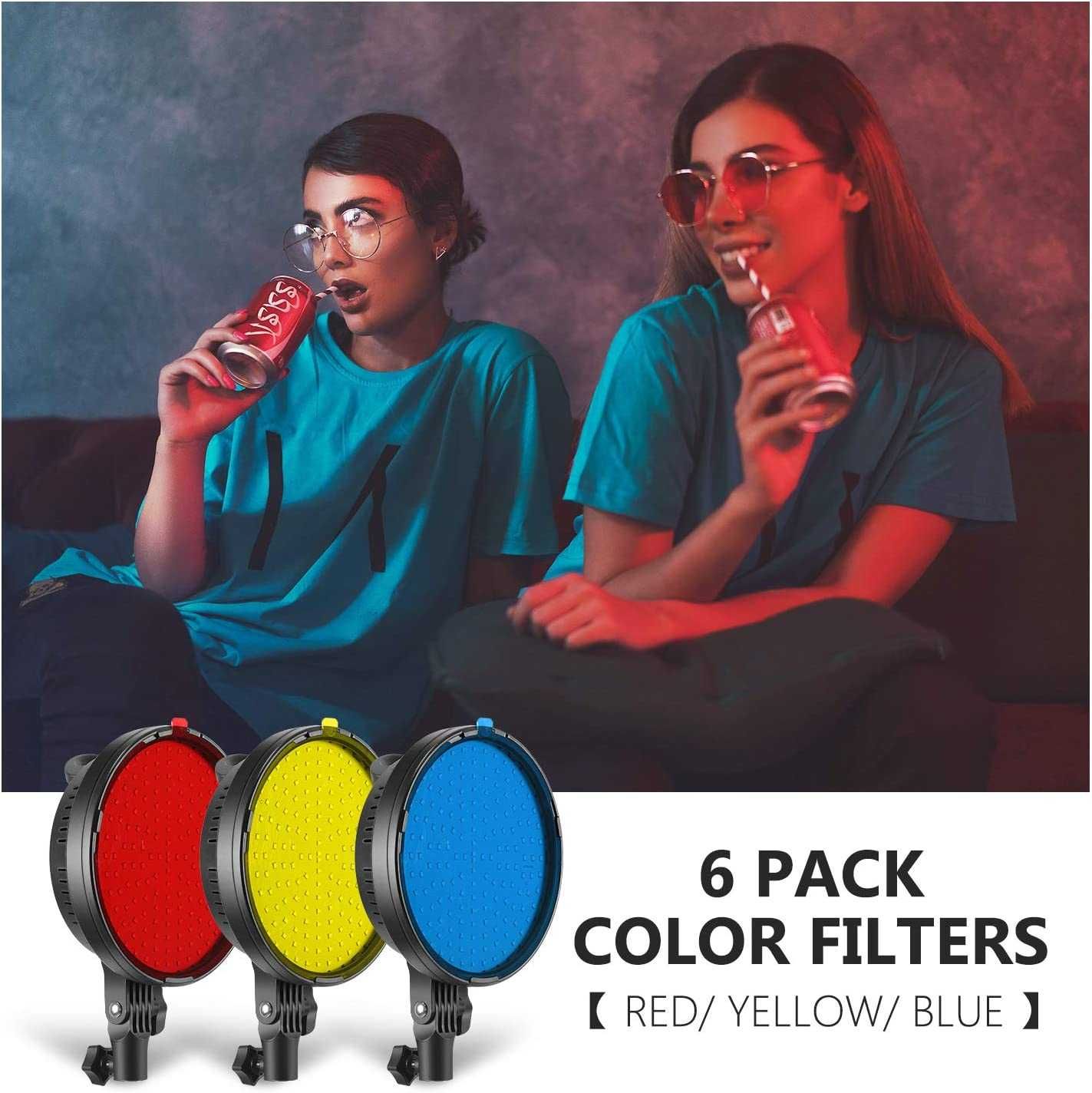 Kit iluminação foto 2 softboxes estúdio LED bicolor com filtro cor