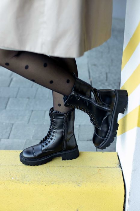 Черевики зимові жіночі (блискуча шкіра, 11 люверсів) |(23.0;23.5;24.0)