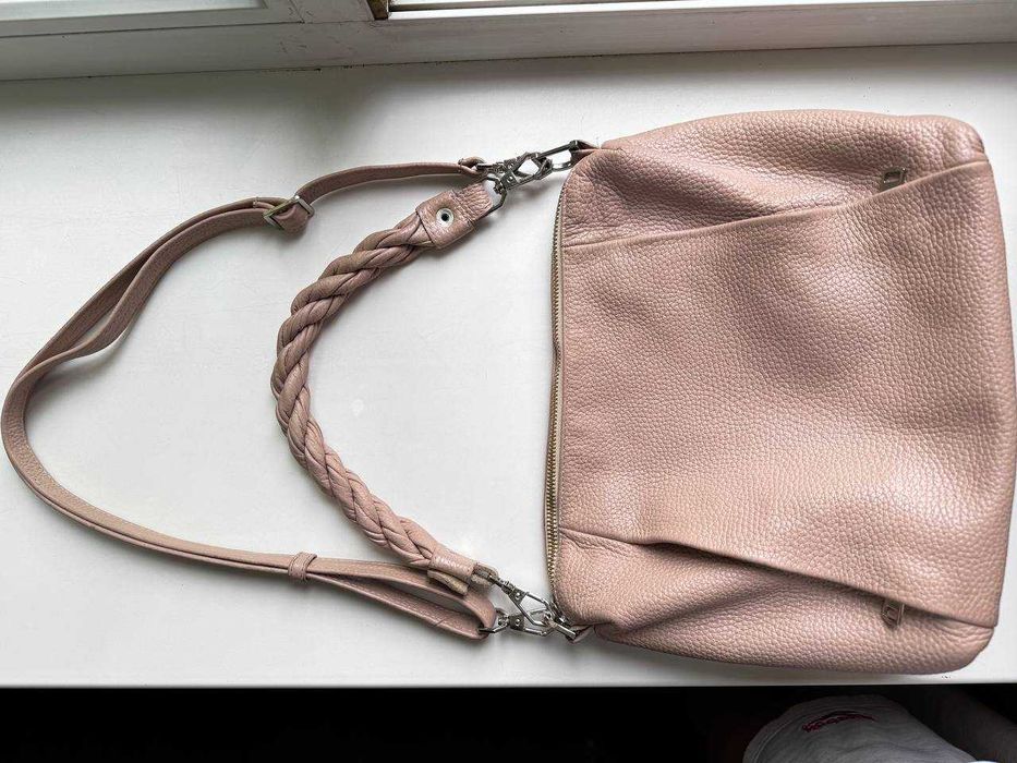 Сумка кожа бежевая розовая