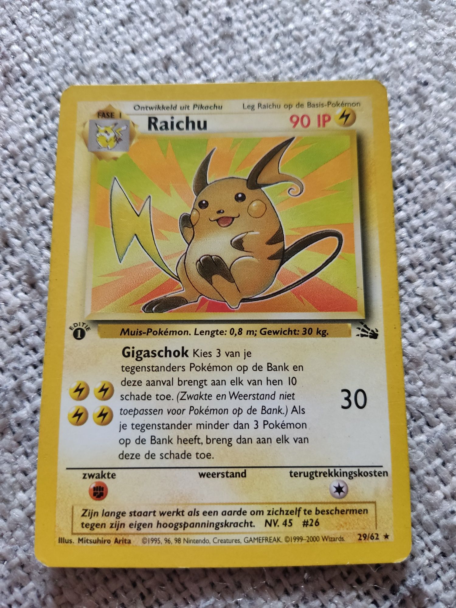 Raichu 29/62 1995 First edition 1999--2000 Holandia pokemon