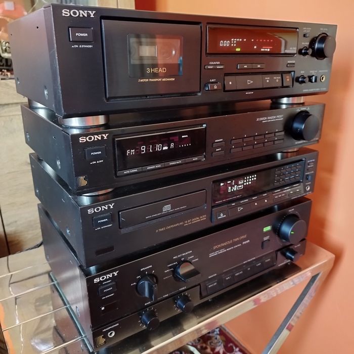Zestaw Hi-fi vintage Sony TC-K690 ST-S120 CDP-491 TA-F411R + pilot