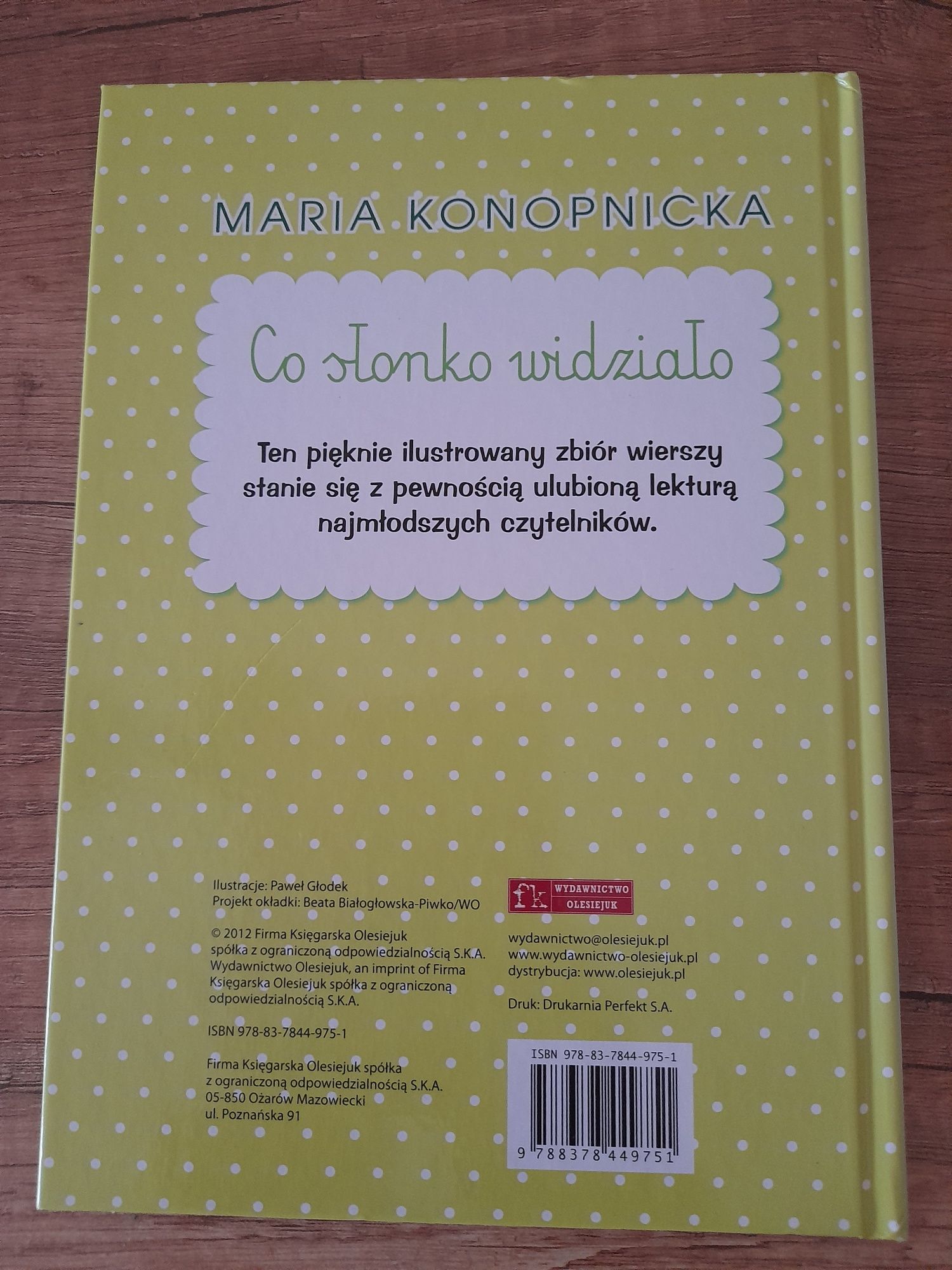 Książka pt. " Co Słonko widziało " ...  zbiór 63 pięknych wierszy dl