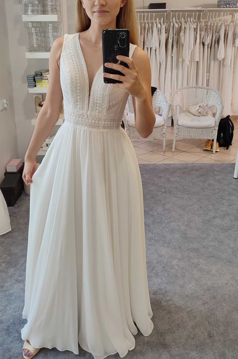 Suknia Ślubna GALA EVA z odpinanymi rękawami, rozm 36 + 3 GRATISY !