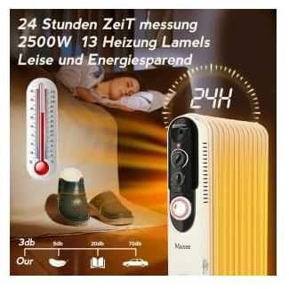 Grzejnik olejowy Maxee 2500W, 3 poziomy mocy