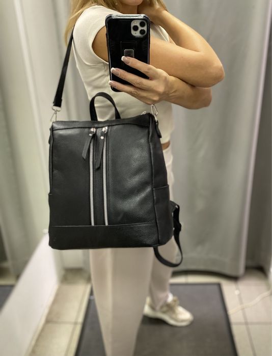 Сумка- рюкзак шкіряний Рюкзак А4 Італійський рюкзак світлий Бежевий