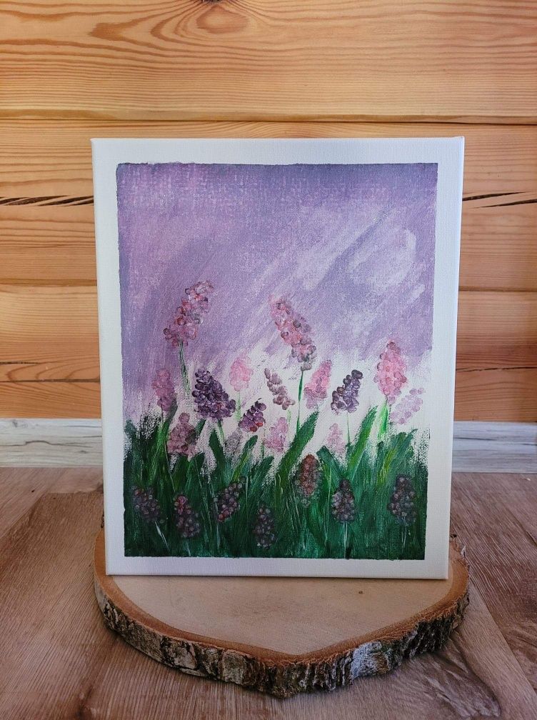 Obraz 30x40 kwiaty na łące ręcznie malowane
