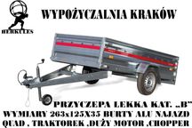 Wynajem przyczep kiper najazd Duży Motor Quad wypożyczalnia przyczepka