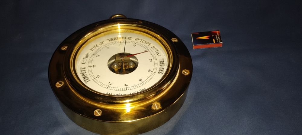 Stary barometr duży marynistyczny Francja René Dauchez a Paris unikat!