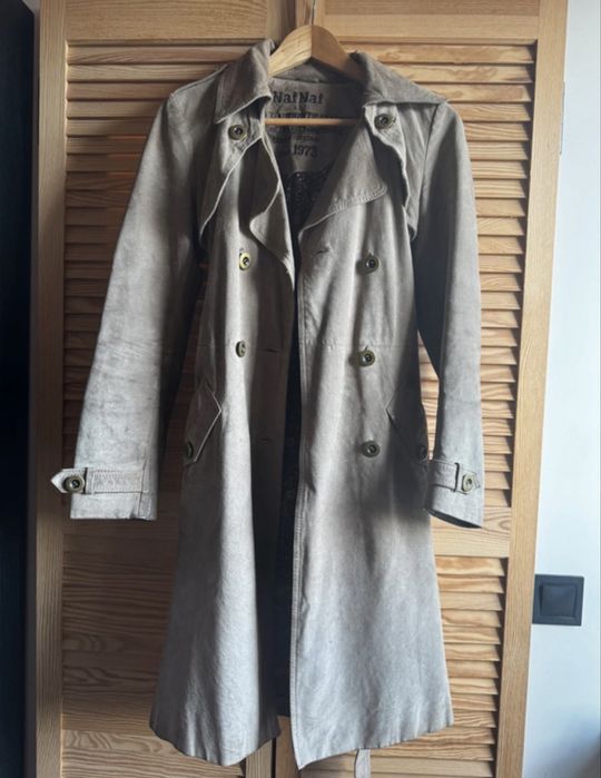 Plaszcz skóra trencz skórzany NafNaf