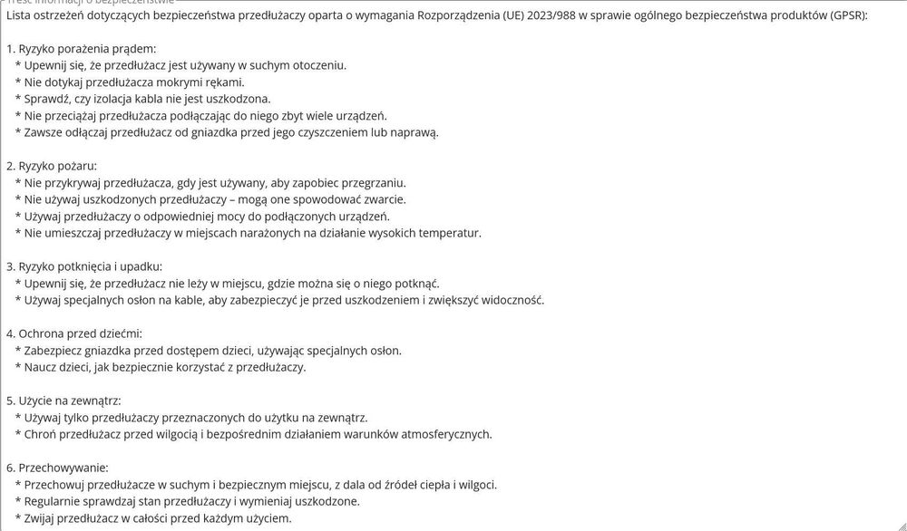 Listwa zasilająca przedłużacz 2m 3xgniazda 5x USB ładowarka włącznik