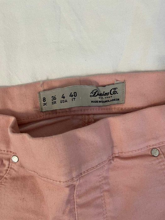 Calça de ganga rosa simples básica