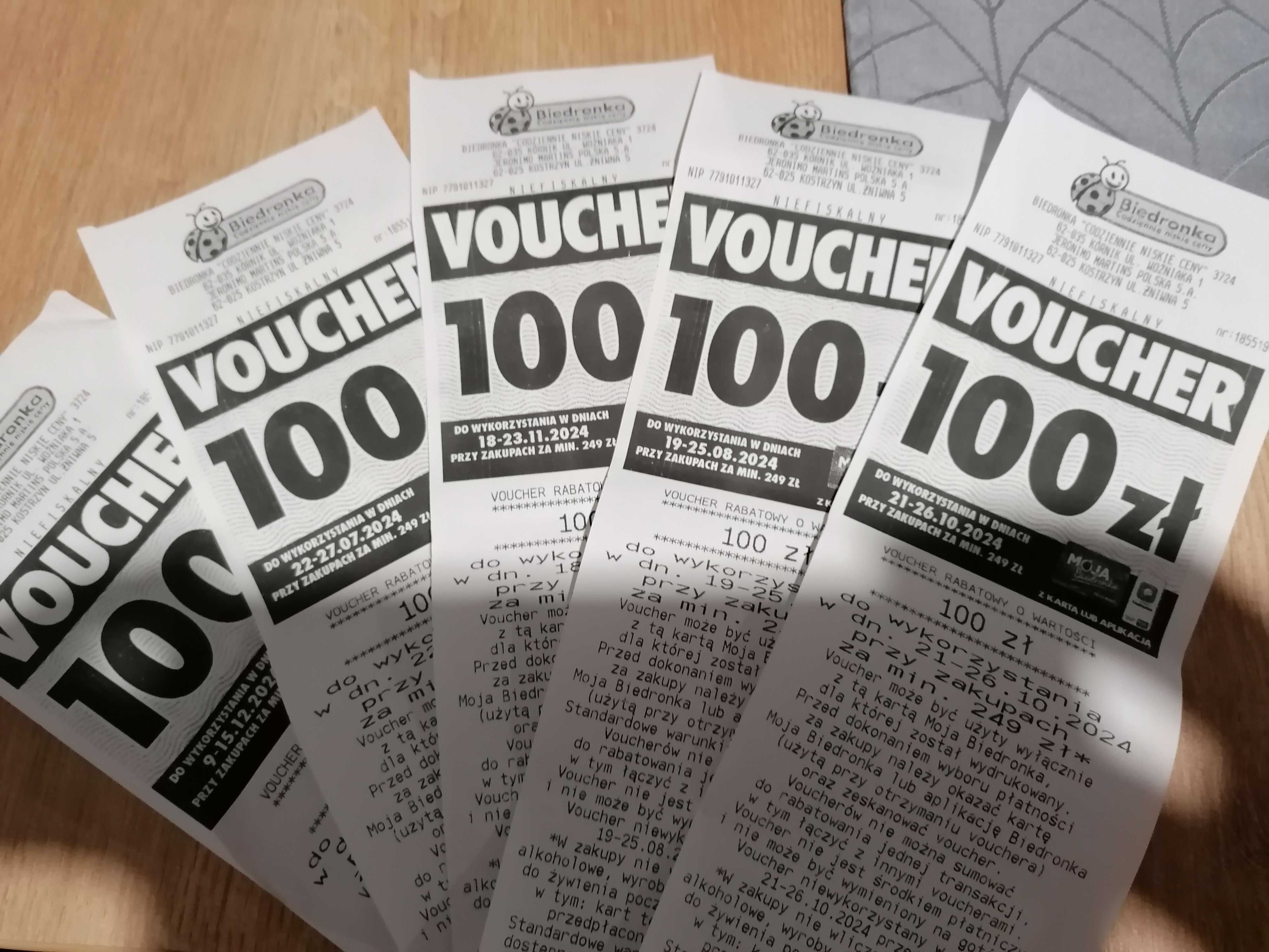 5x VOUCHER po 100zł Biedronka CENA ZA CAŁOŚĆ !!!