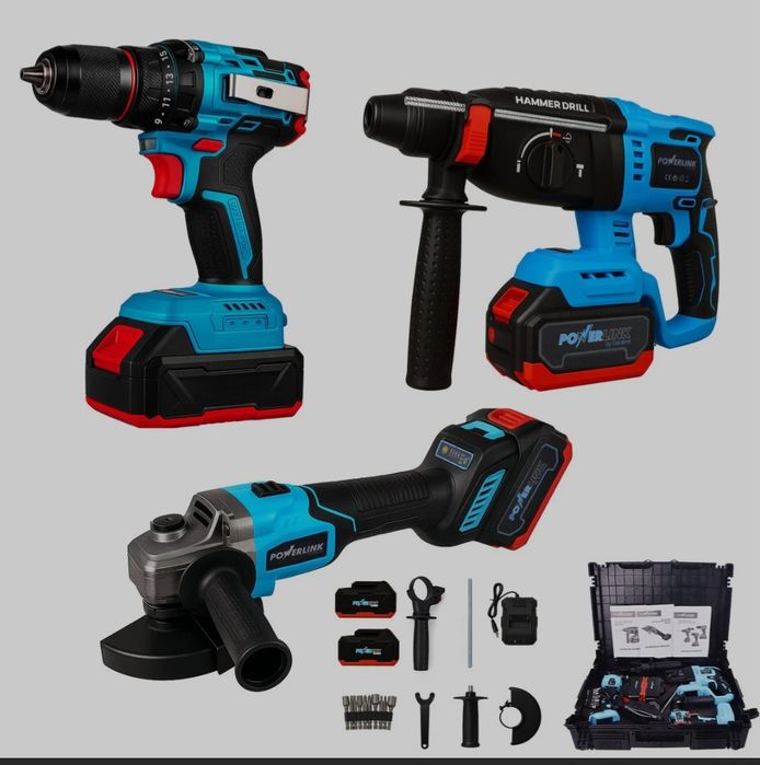 Zestaw akumulatorowych narzędzi Powerlink  szlifierka, młot,wkrętarka