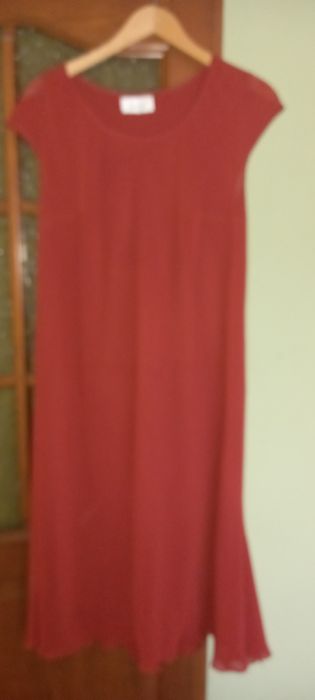 Sukienka ciemne bordo cegła z bolerkiem