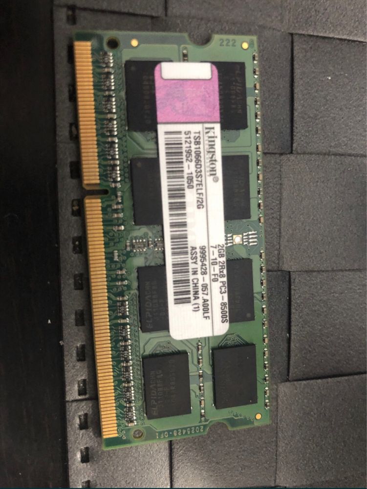 Kingston 2 x pamięć ram 2 gb ddr3 1066 mhz do laptopa