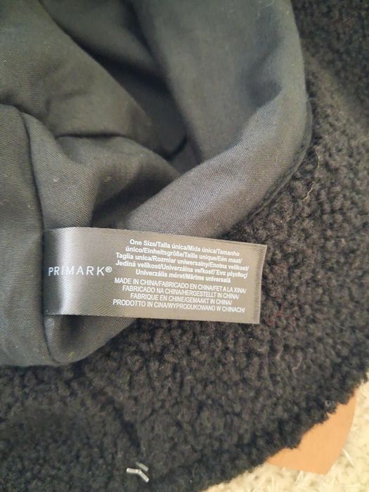 Тепла плюшева чорна жіноча панама /Тедді панама "Primark"