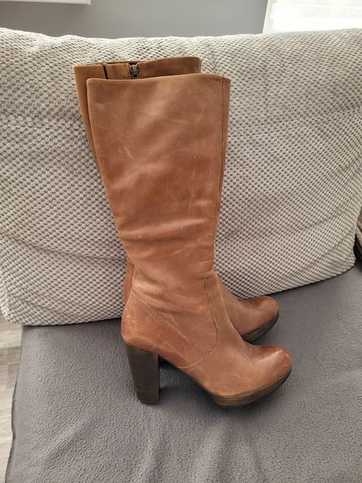 Kozaki skórzane brązowe