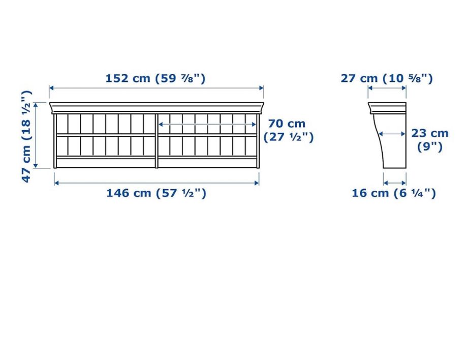 Liatrop pólka 152x47cm ikea biała