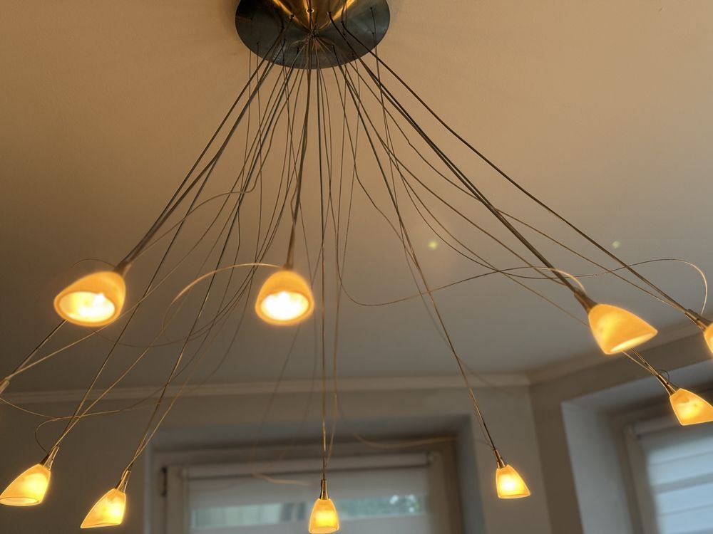 Nowoczesna lampa sufitowa Massive 10x G4 – styl pająk, szkło mleczne