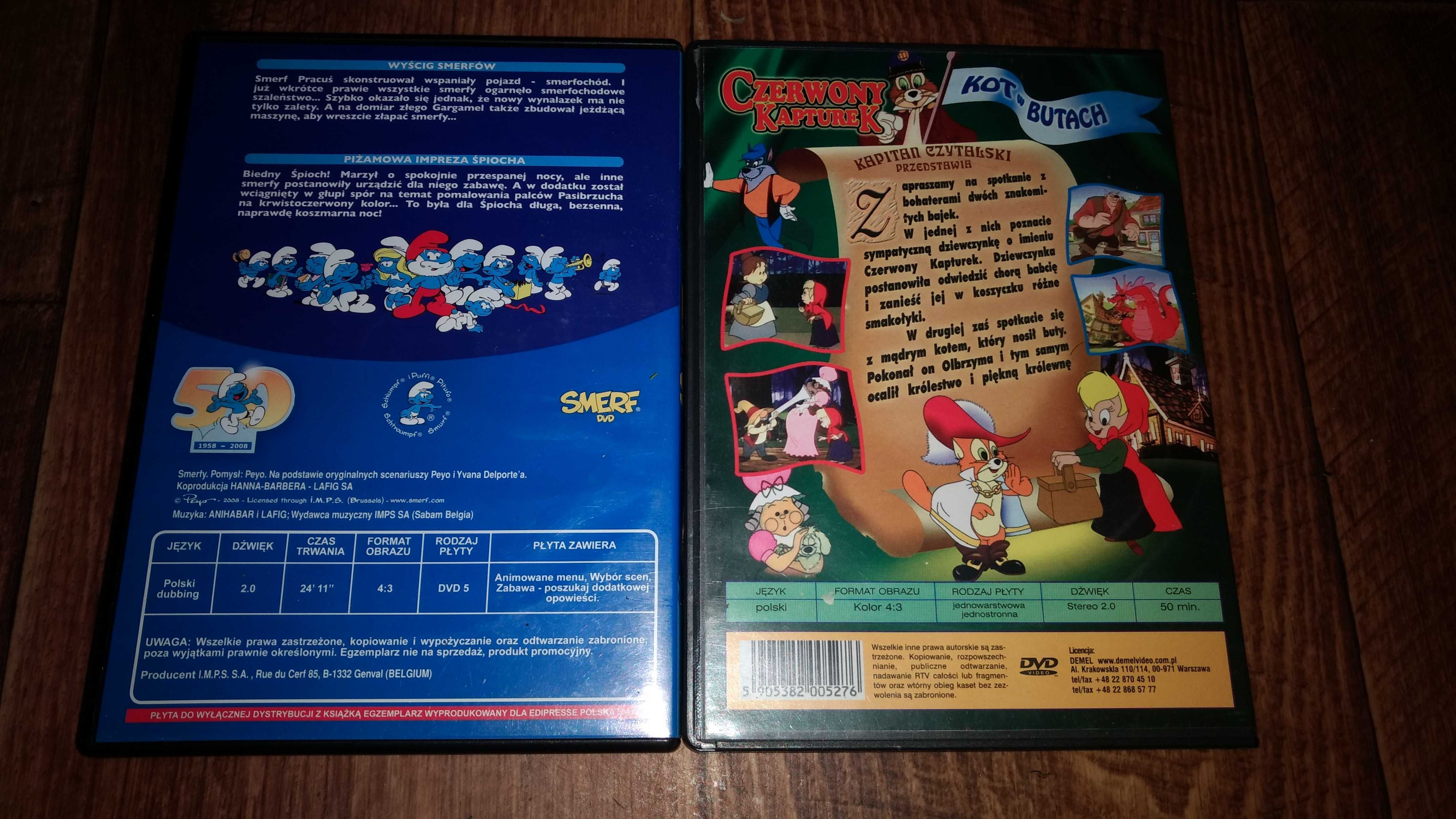 Bajki DVD Smerfy Wyścig smerfów + Czerwony kapturek Kot w butach