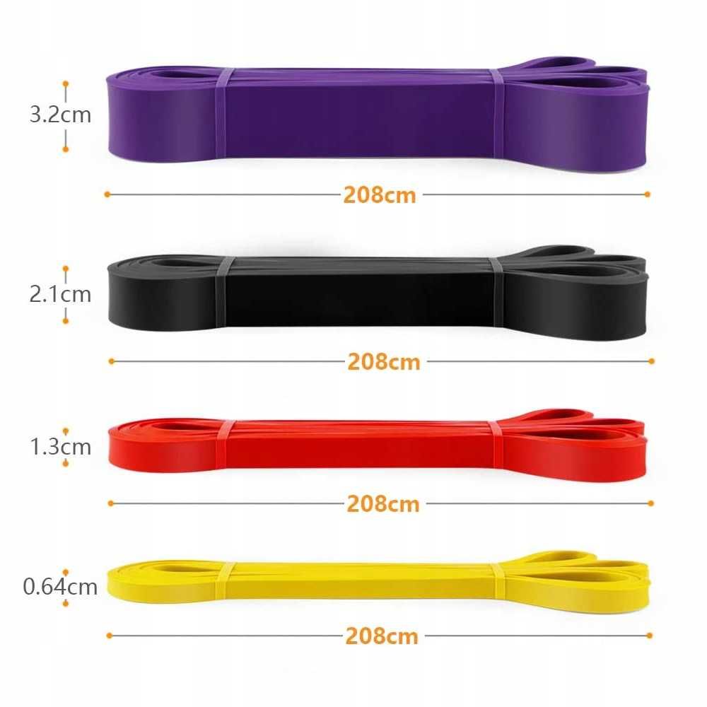 Gumy do ćwiczeń oporowe power bands - ZESTAW 4 SZT