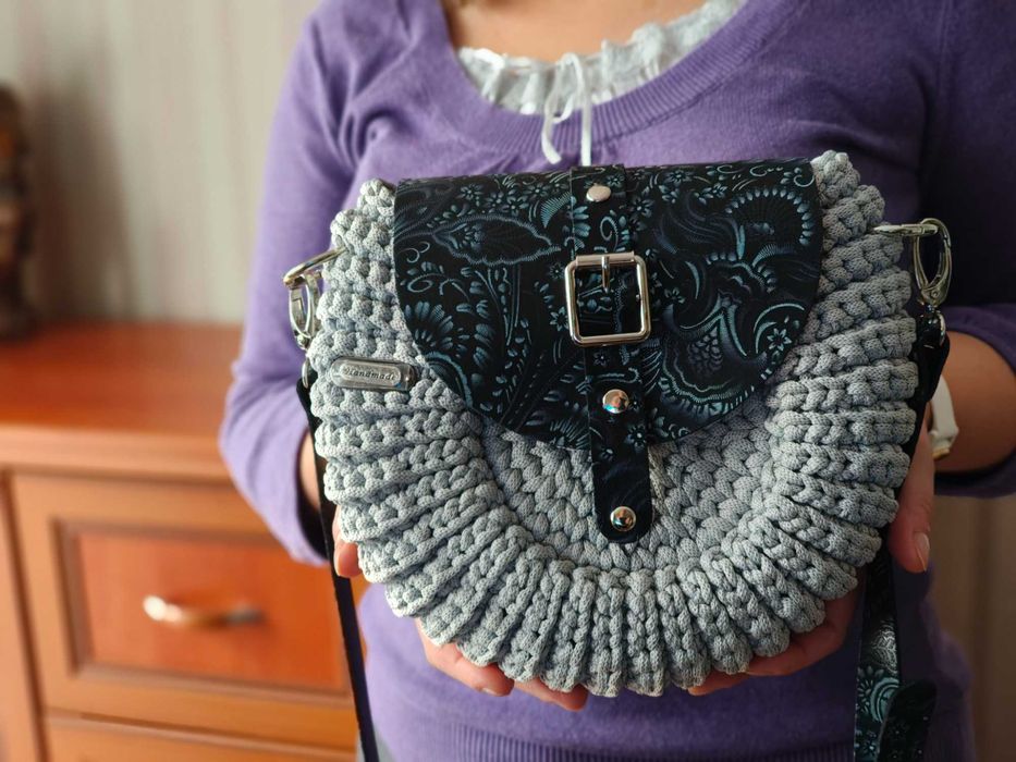 Torebka Oreo, ręcznie wykonana na szydełku, Handmade