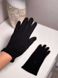 Rękawiece bawełniane nowe wiosenne czarne M damskie rękawiczki