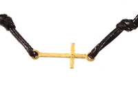 VERSIL bransoleta regulowana sznurek krzyż złocony SREBRO 0,925