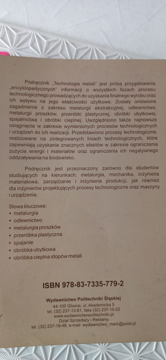 Technologia Metali - Książka Politechnika Śląska