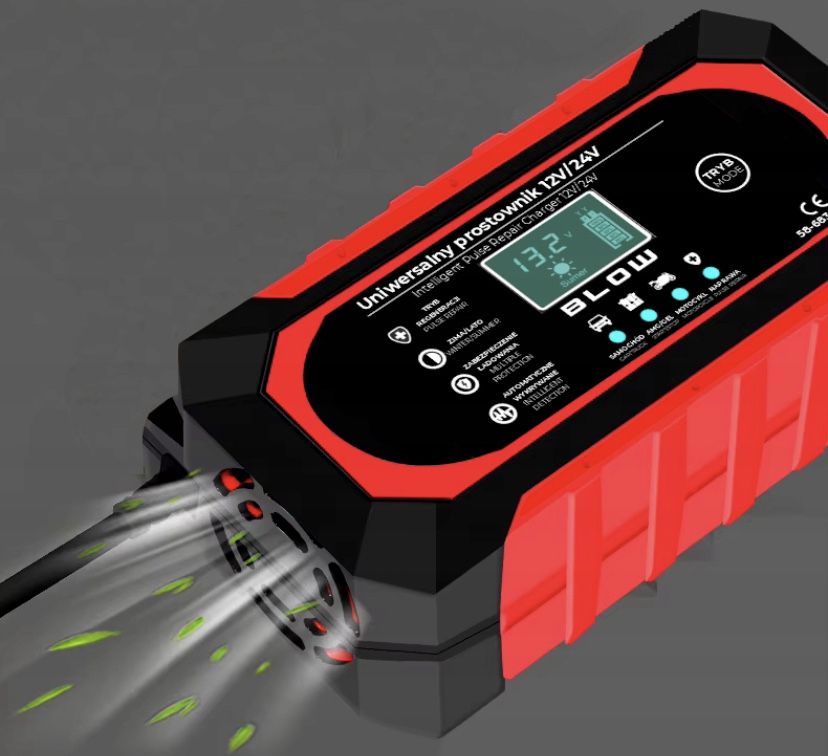 Prostownik Inteligentny Automatyczny Ładowarka Akumulatora LCD 24V