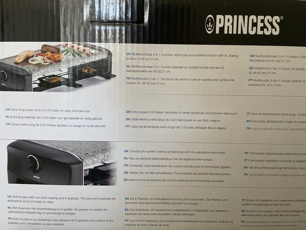 Princess Grelhador Pedra Raclette 8 Party - NOVO