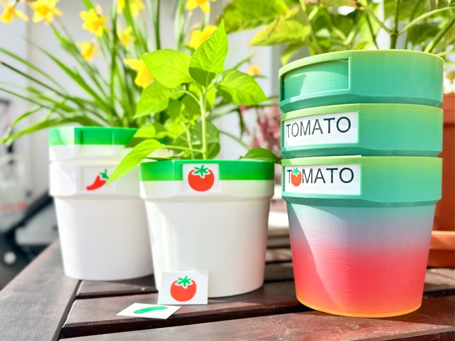 Vaso para Flores/Sementes com Etiquetas (2 Versões)