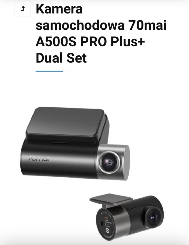 Kamera samochodowa 70mai A500S PRO Plus+ Dual Set
