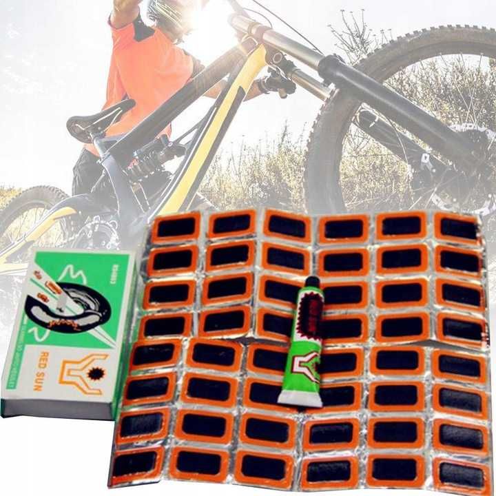 ZESTAW NAPRAWCZY DO OPON rowerowy łatki klej do dętek 48 szt.