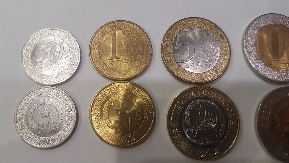 Набор монет Анголы-50с, 1,5,10,20,50,100, 200 kv
