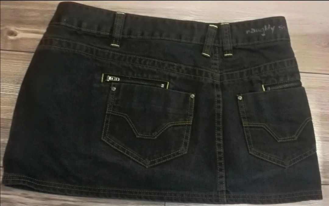 Spódnica spódniczka mini Croop asymetryczna czarna jeans krótka M!
