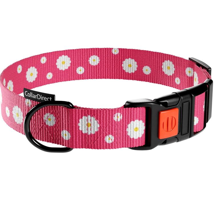 Obroża dla Psa Nylonowa z Klamrą Regulowana Obwód Szyi 30-40 cm Różowa