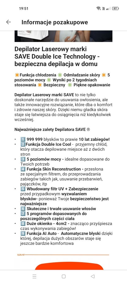 Depilator Laserowy IPL do CIAŁA Save