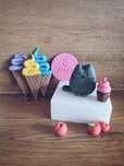 Kot Pusheen lody z masy cukrowej dekoracja na tort