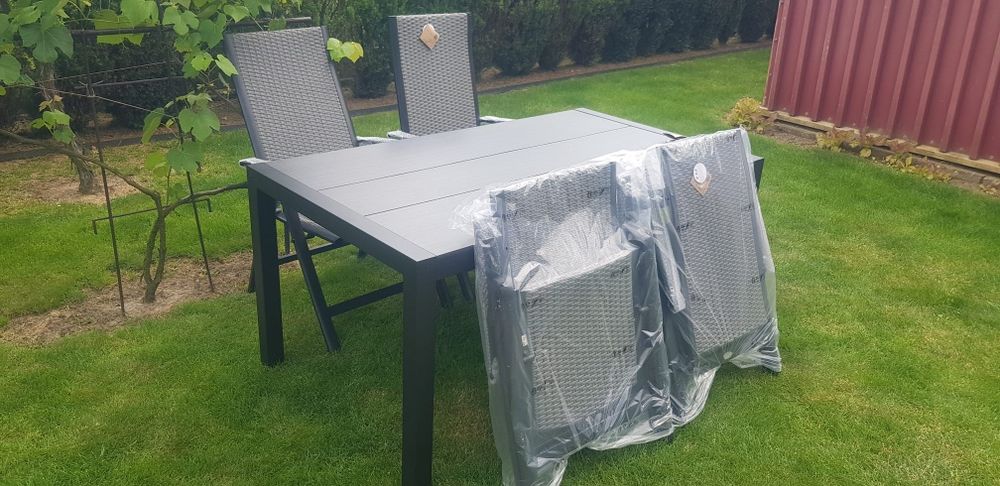 Nowy zestaw mebli ogrodowych stół  150x90 krzesła relaksy 4szt