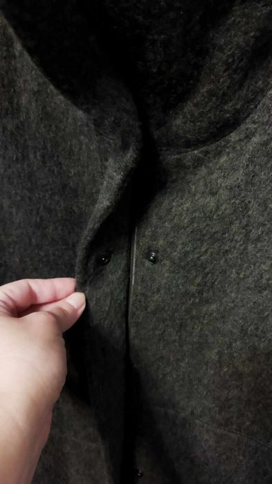 Длинное пальто шинель на молнии 60% шерсть Португалия