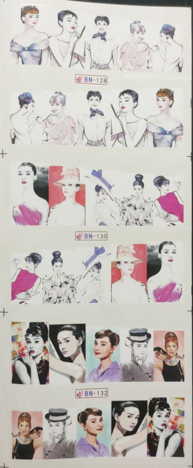 120 naklejek na paznokcie Audrey Hepburn