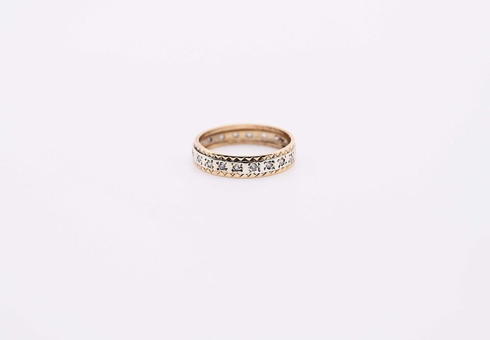 ZB330 Śliczny i uroczy złoty pierścionek obrączka z cyrkoniami 375 R:8