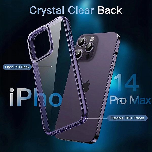 Etui iPhone 14 Pro Max 6,7" x2 Szkło Hartowane JETech 3w1 głęboki fiol